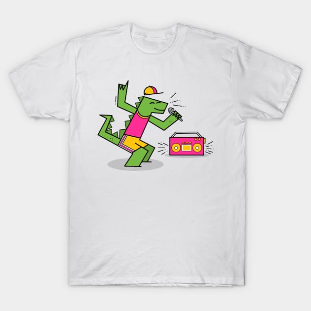 Dinosaur Rap, Prehistoric Boom Box T-Shirt by Andy McNally